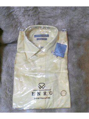 Men's ENRO Dress Shirt Yellow Size 15 1/2 34\35 NIP